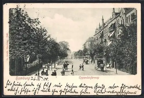 AK Hamburg, Eppendorferweg mit Passanten