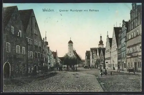 AK Weiden / Bayern, Unterer Marktplatz mit Rathaus