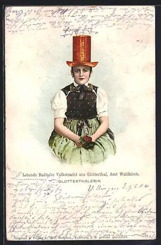 AK Badische Volkstracht, Glotterthälerin