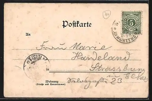 Lithographie Paar in Schwarzwälder Trachten sitzt auf einer Bank