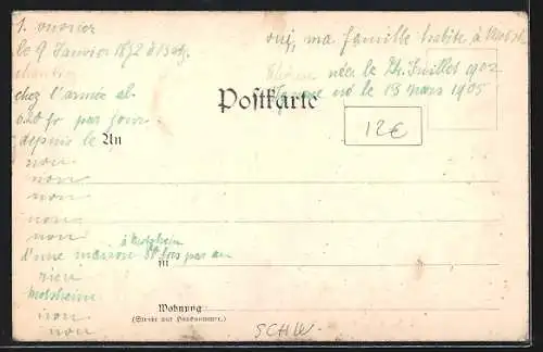 Lithographie Frau in schwarzwälder Tracht