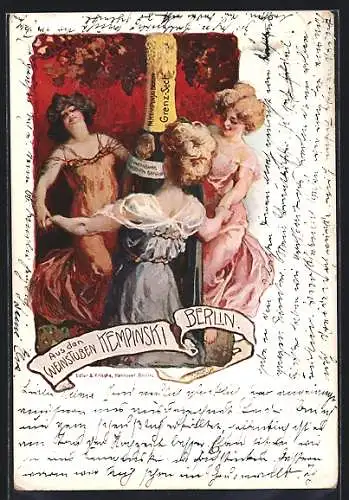 Künstler-AK Berlin, Aus den Kempinski Weinstuben