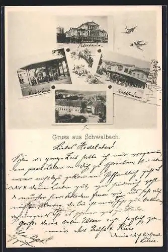 AK Schwalbach / Langenschwalbach, Partien vom Kurhaus, Heinbrunnen und Stahlbrunnen