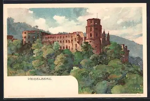 Künstler-AK Karl Mutter: Heidelberg, Blick auf die Burg