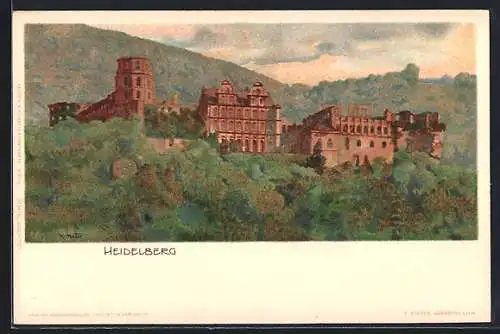 Künstler-AK Karl Mutter: Heidelberg, Schloss-Panorama