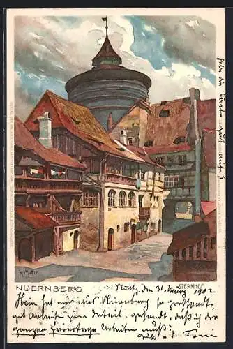 Künstler-AK Karl Mutter: Nürnberg, Blick in den Sternhof