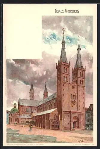 Künstler-AK K. Mutter: Würzburg, Partie am Dom