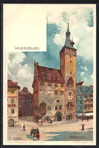 Künstler-AK K. Mutter: Würzburg, Partie am Eckardsturm