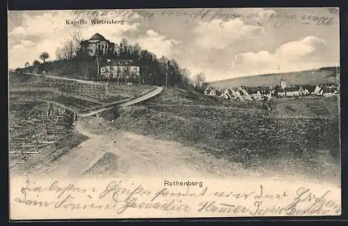 AK Rothenberg / Untertürkheim, Ortsansicht mit Kapelle Wirtemberg und Landstrasse