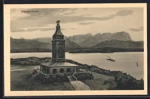 Künstler-AK Berg / Starnberger See, Bismarckturm