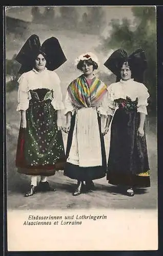 AK Elsässerinnen und Lothringerin in Trachten