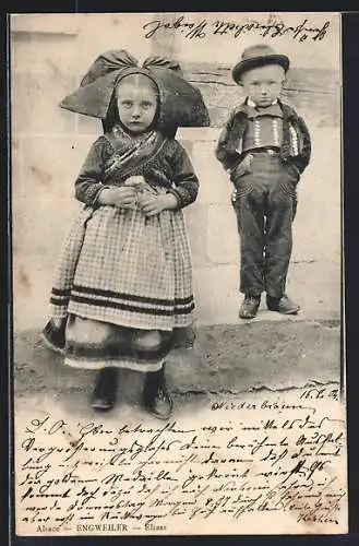AK Kinder in Elsässer Tracht