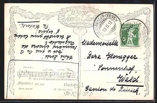 Künstler-AK Komponist Verdi am Ufer sitzend