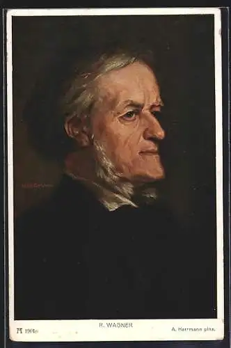 Künstler-AK R. Wagner im Porträt, Gemalt von A. Herrmann