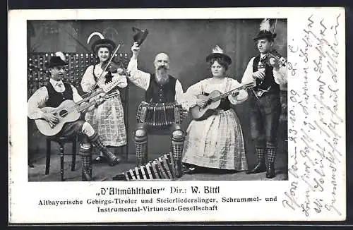 AK Trachtenkapelle D`Altmühlthaler, Gruppenbild mit Instrumenten