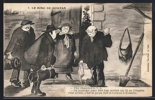 AK Le Rire du Morvan, Reisende kommen ins Hotel, Scherz