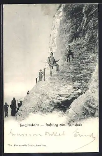 AK Jungfraubahn, Bergsteiger am Aufstieg zum Rothstock