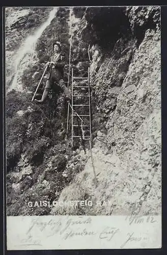 AK Gaislochsteig Rax, Bergsteiger an einer Leiter