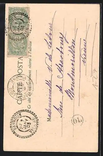 AK Junge verkleidet als Napoleon am Schreibtisch