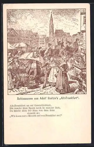 Künstler-AK Frankfurt, Schlussszene aus Adolf Stoltze`s Alt-Frankfurt
