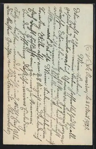 AK Junge Frau mit Laute