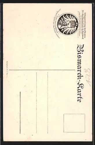 AK Otto von Bismarck im Profil, Urkunde mit Siegel