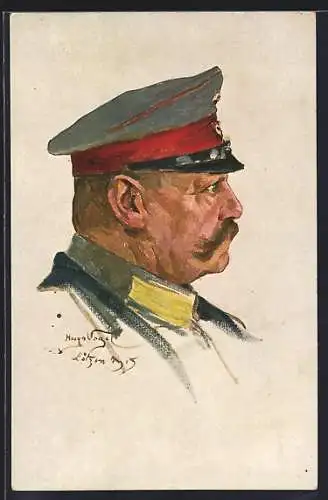 Künstler-AK Generalfeldmarschall Paul von Hindenburg im Seitenprofil