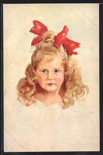 Künstler-AK sign. P. G. Vowe: Goldelse, Blondes Mädchen mit Schleife im Haar