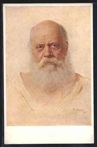 Künstler-AK sign. T. v. Dreger: Eremit, Alter Mann mit weissem Bart