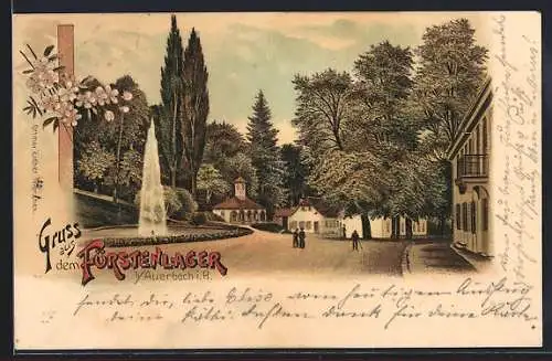 Lithographie Auerbach / Hessen, Gasthaus zum Fürstenlager, Bergstasse