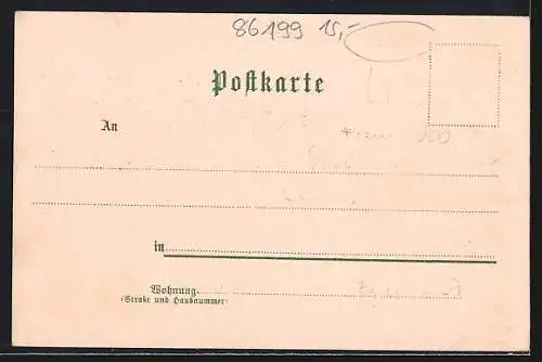 Lithographie Göggingen / Bay., Kurhaus, Theater und Palmenhaus, Theater Inneres