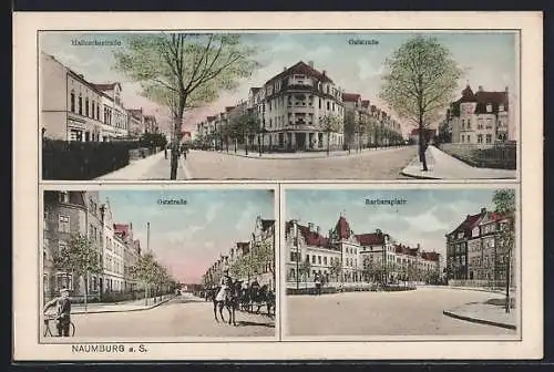 AK Naumburg / Saale, Oststrasse, Barbaraplatz, Halleschestrasse