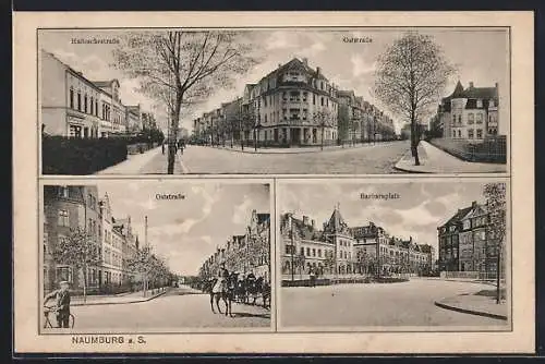 AK Naumburg / Saale, Oststrasse, Barbaraplatz, Halleschestrasse