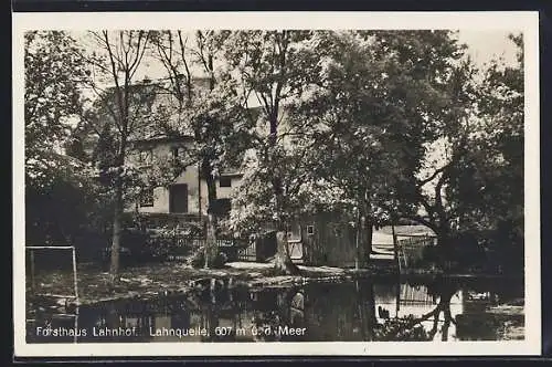 AK Netphen, Forsthaus Lahnhof und Lahnquelle, Wehr