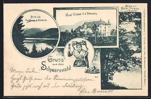 AK Titisee, Hotel Titisee, Blick auf Feldberg und Seebuck