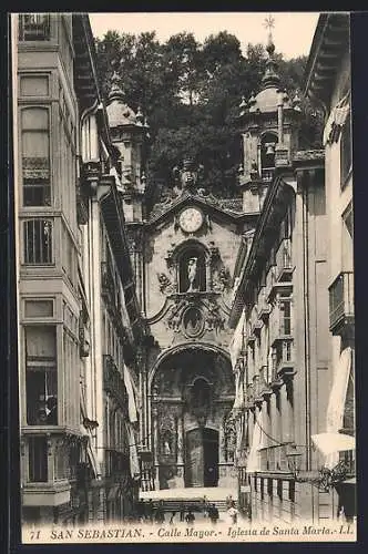 AK San Sebastian, Calle Mayor, Iglesia de Santa Maria