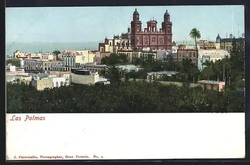 AK Las Palmas, Teilansicht mit Kathedrale aus der Vogelschau