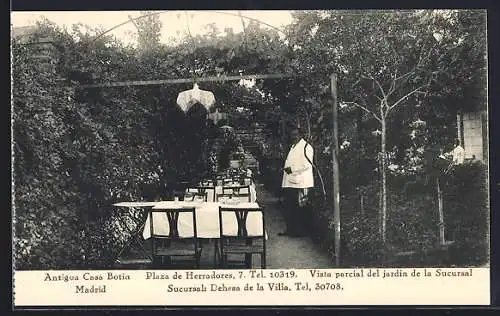AK Madrid, Antigua Casa Botin, Plaza del Herradores, 7, Vista parcial del jardin de la Sucursal