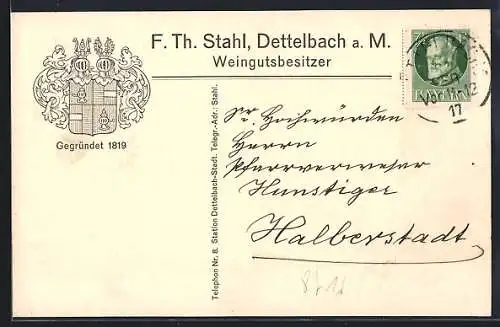 AK Dettelbach a. M., Weingut F. Th. Stahl, Gegründet 1819