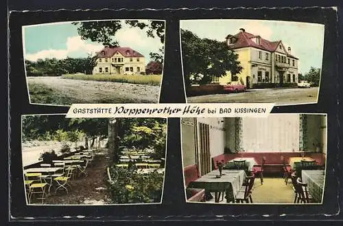 AK Bad Kissingen, Gaststätte Poppenrother Höhe, aussen, innen und Garten
