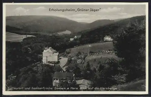 AK Seesen, Panoramablick mit Erholungsheim Grüner Jäger & Harzberge