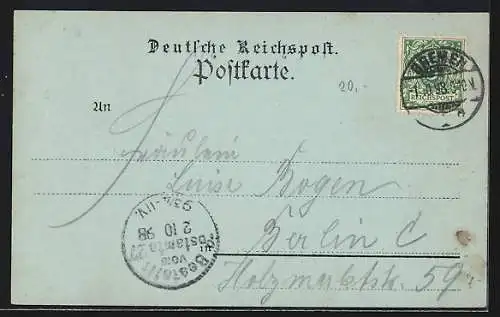 Mondschein-AK Bremen, Rathaus mit Roland und Wilhadi-Denkmal