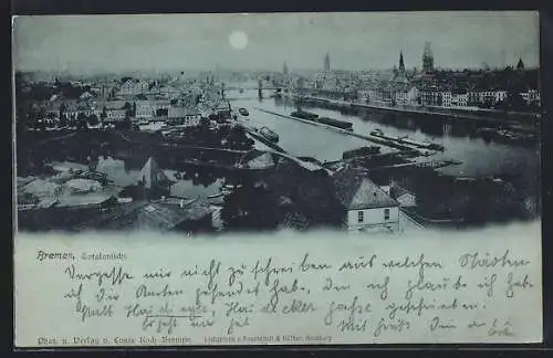 Mondschein-AK Bremen, Totalansicht