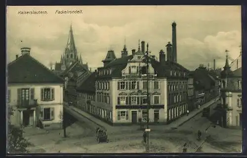 AK Kaiserslautern, Fackelrondell mit Gasthaus von Julius Klein