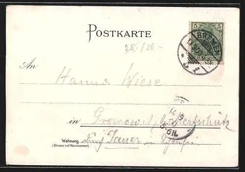 AK Bremen, Rathaus mit Roland, Dom