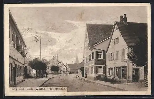 AK Lorch /Württ., Hauptstrasse mit Gasthaus Engel und Tabakwarengeschäft