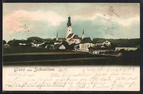 AK Schnaitsee, Ortsansicht mit Kirche