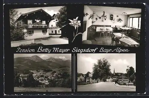 AK Siegsdorf /Bayr. Alpen, Pension Betty Mayer, Innen- und Aussenansicht