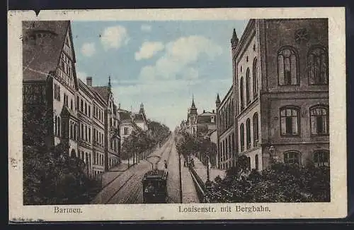 AK Barmen, Louisenstrasse mit Bergbahn