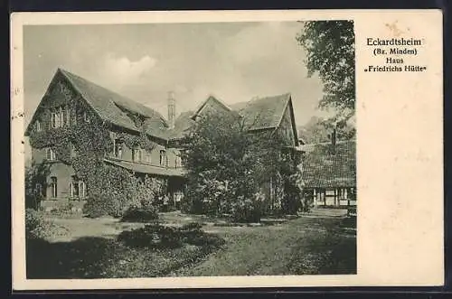 AK Eckardtsheim, Haus Friedrichs Hütte mit Efeu überwachsen